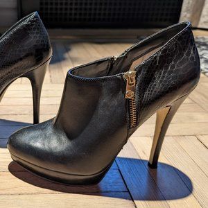 Michael Kors York Python-Embossed Black Booties